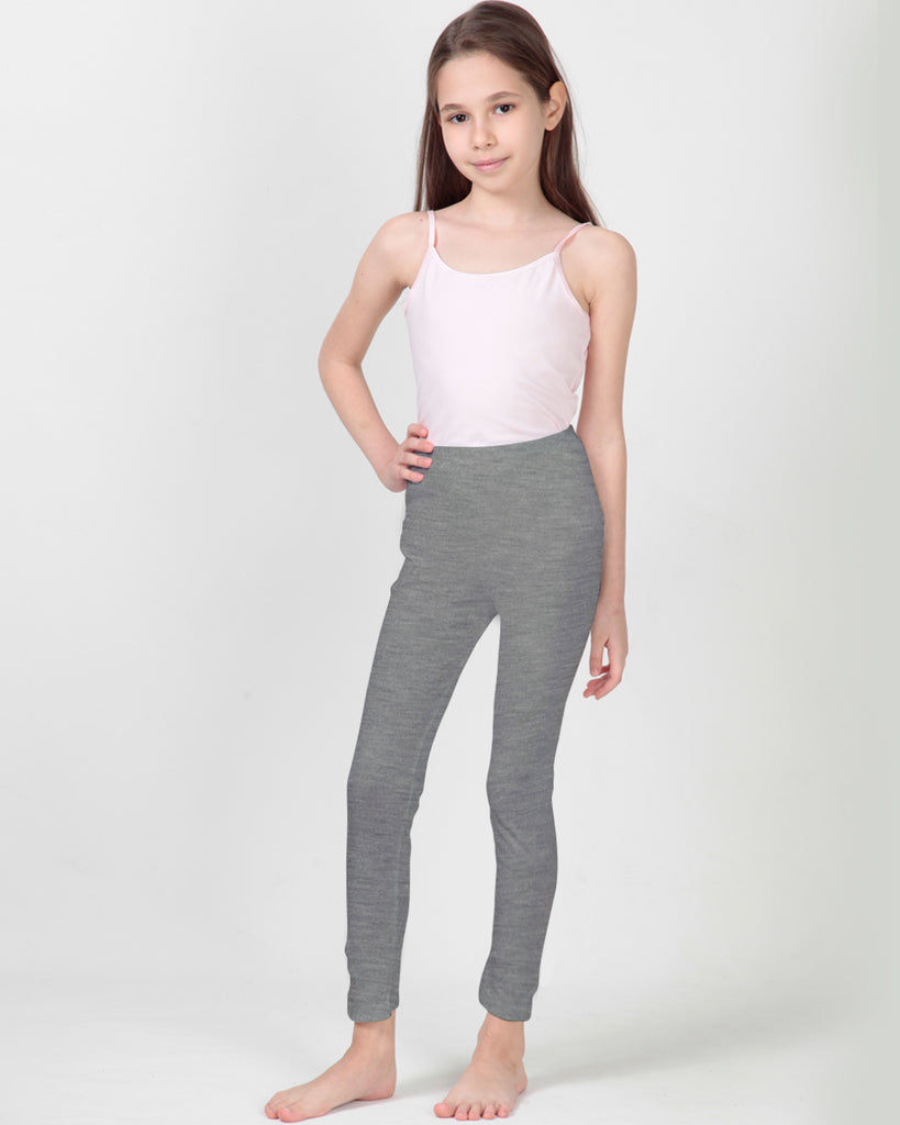 100% Organic Cotton High Waisted Ankle Length Leggings for Girls - Heather  Gray