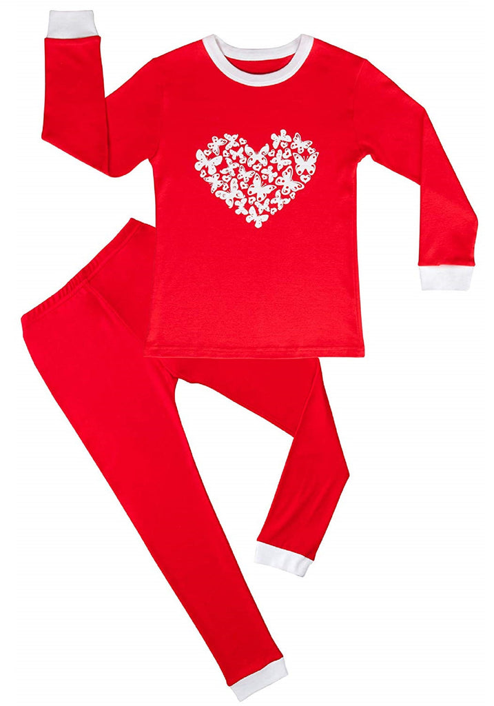 CAOMP Girls Pajamas Organic Cotton Pjs for Children Sleepwear Kids 2 Pieces Set