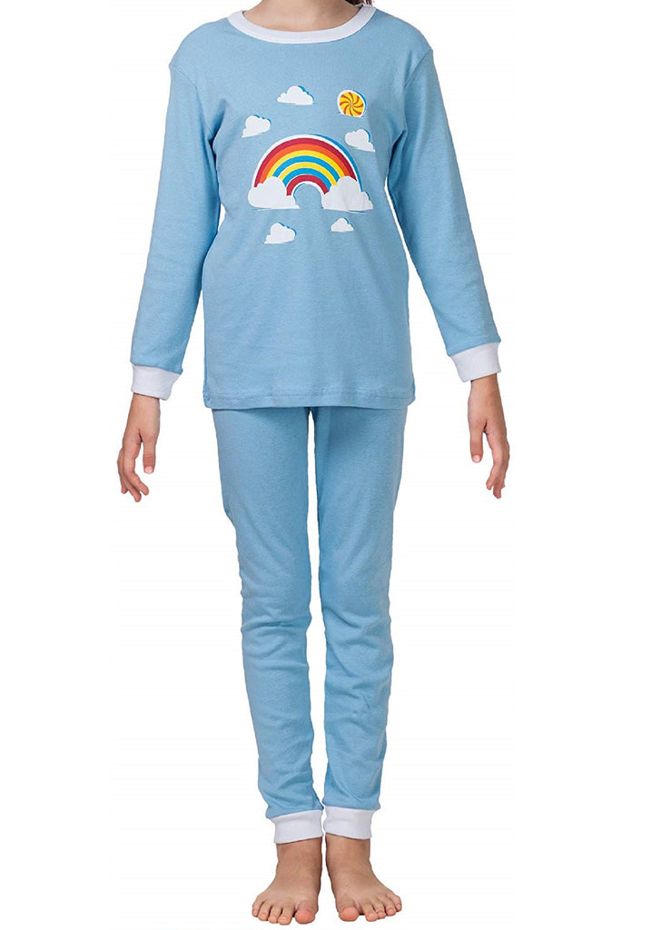 CAOMP Girls Pajamas Organic Cotton Pjs for Children Sleepwear Kids 2 Pieces Set
