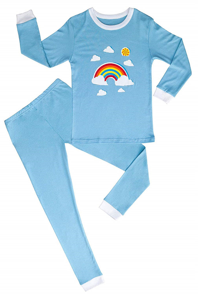 CAOMP Girls Pajamas Organic Cotton Pjs for Children Sleepwear Kids 2 Pieces Set