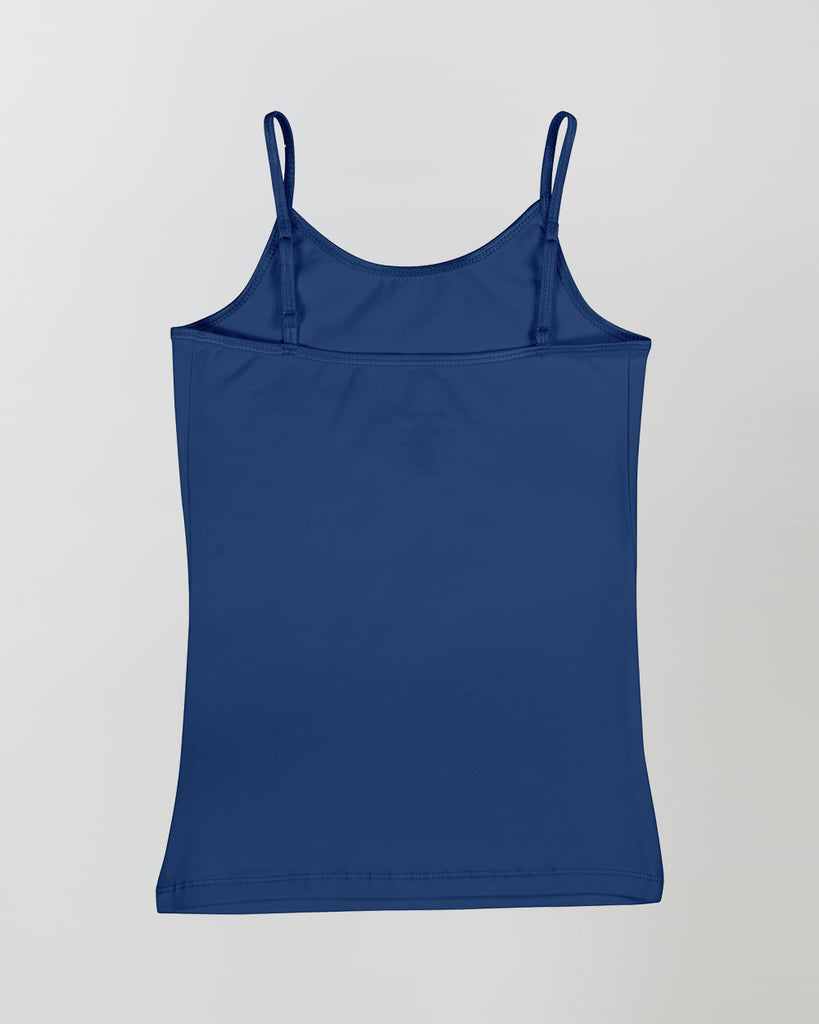 Organic Cotton+Spandex Cami Tops with Adjustable Straps for Girls - Pack of 3 - Navy + White + Pink