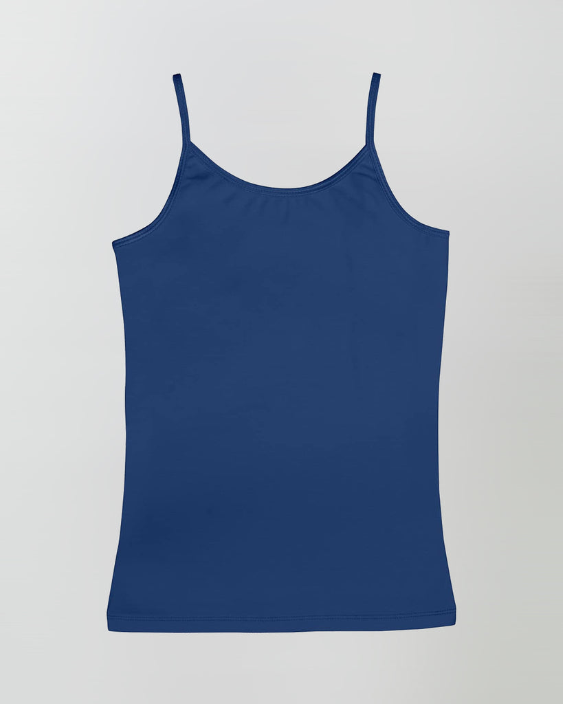 Organic Cotton+Spandex Cami Tops with Adjustable Straps for Girls - Pack of 3 - Navy + White