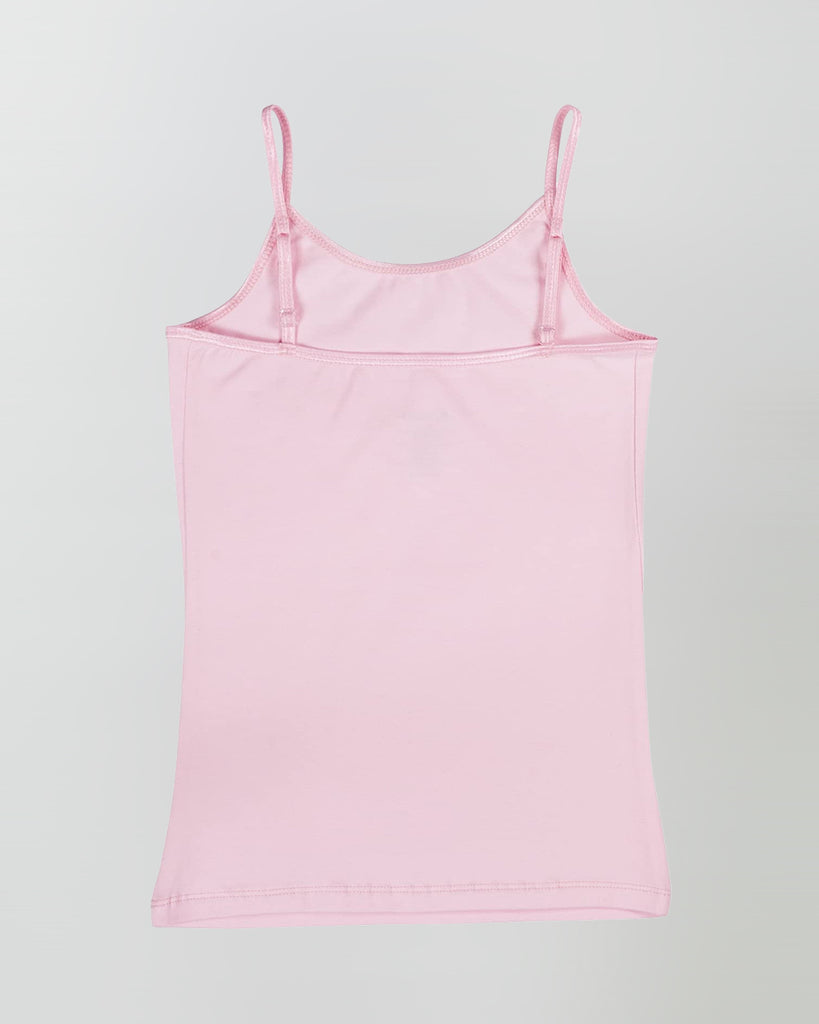 Organic Cotton+Spandex Cami Tops with Adjustable Straps for Girls - Pack of 3 - Navy + White + Pink
