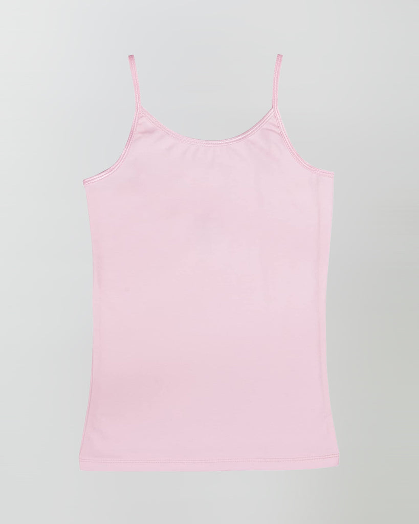 Organic Cotton+Spandex Cami Tops with Adjustable Straps for Girls - Pack of 3 - Black + White + Pink