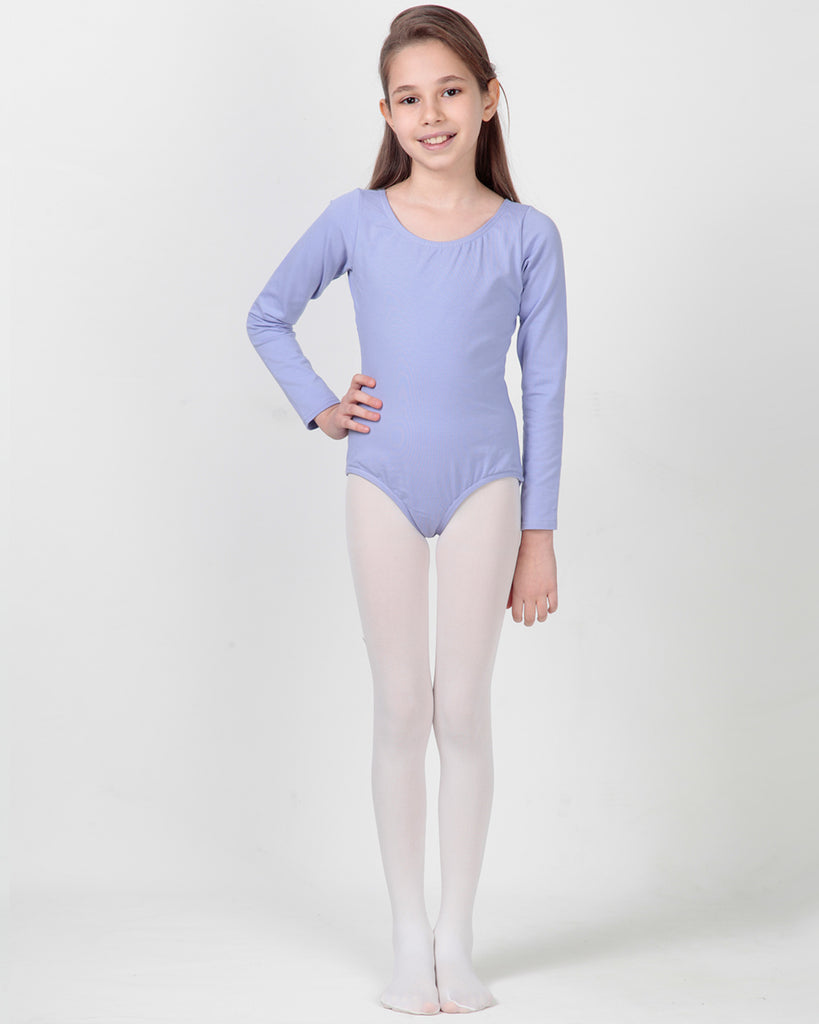 Organic Cotton+Spandex Long Sleeved Classic Leotard for Girls - Lavender