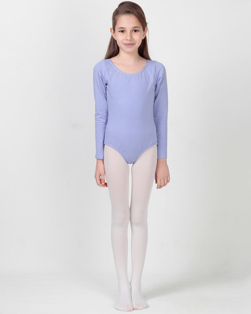 Organic Cotton+Spandex Long Sleeved Classic Leotard for Girls - Lavender