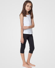 Organic Cotton+Spandex Cropped Leggings for Girls - White