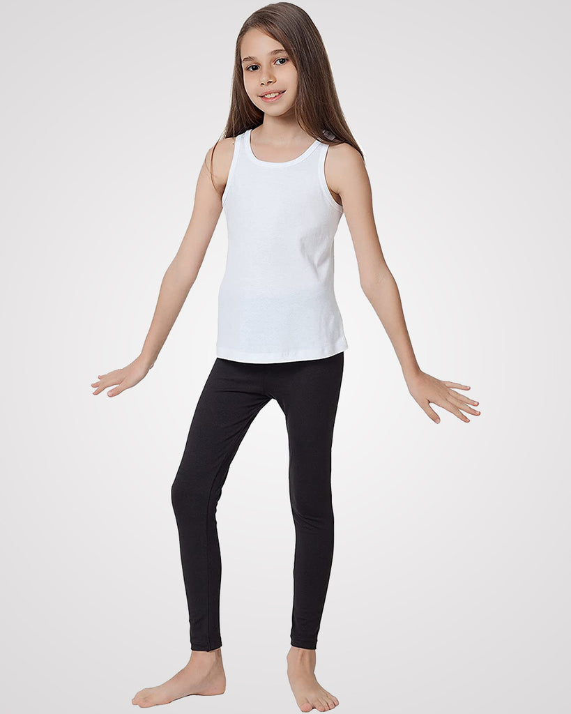 Organic Cotton+Spandex Ankle Length Leggings for Girls - Black