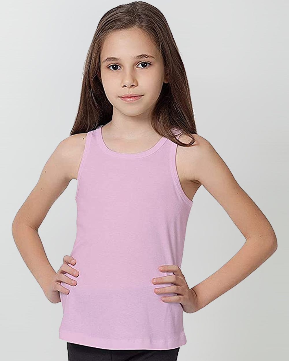 Organic Cotton+Spandex Ribbed Tank Tops for Girls - Pink | CAOMP