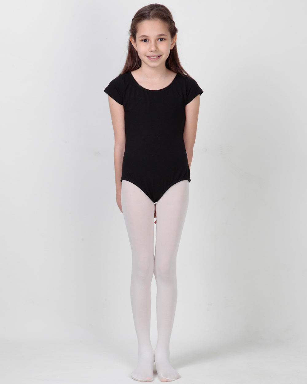 Organic Cotton Spandex Short Sleeved Classic Leotard For Girls Black