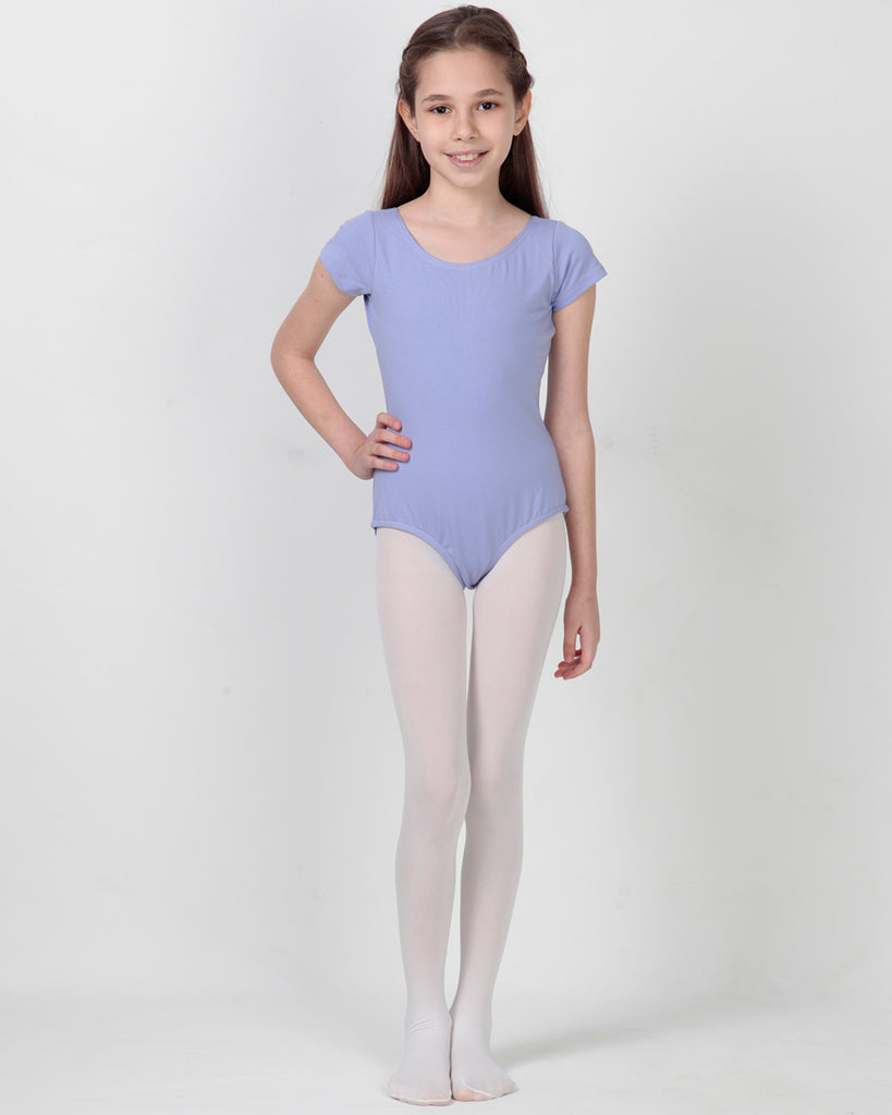 Organic Cotton+Spandex Short Sleeved Classic Leotard for Girls - Lavender