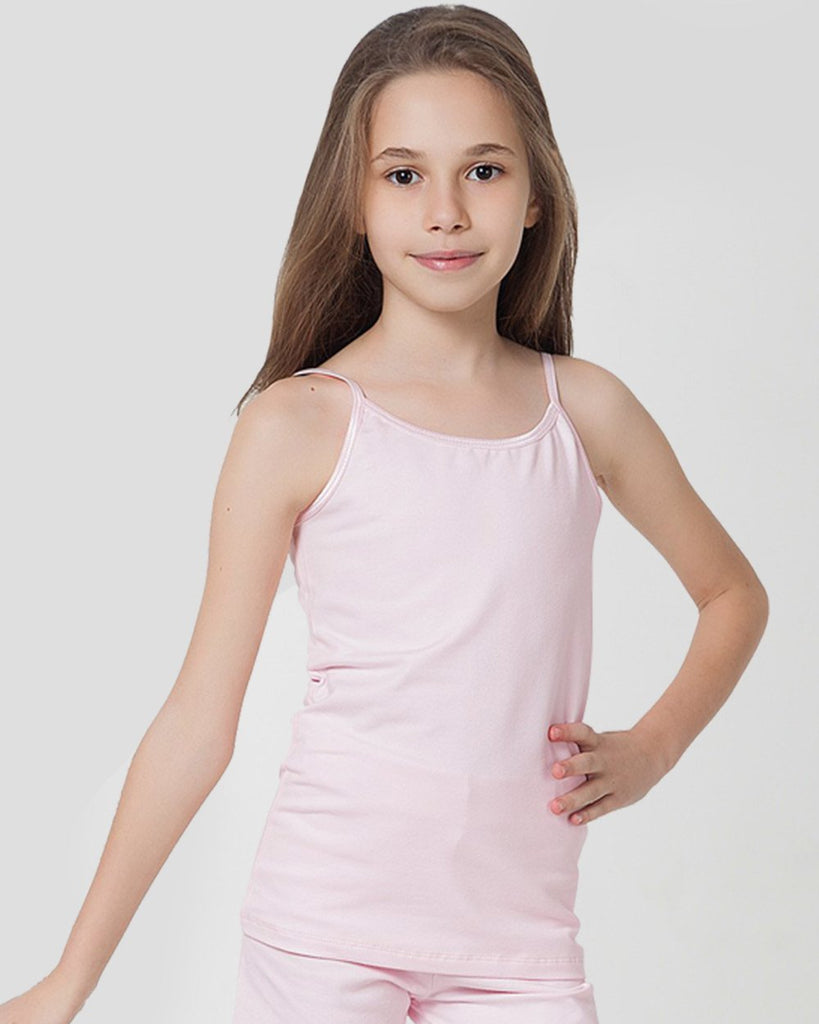 100% Organic Cotton Cami Tops for Girls - Pack of 2 - Pink + White