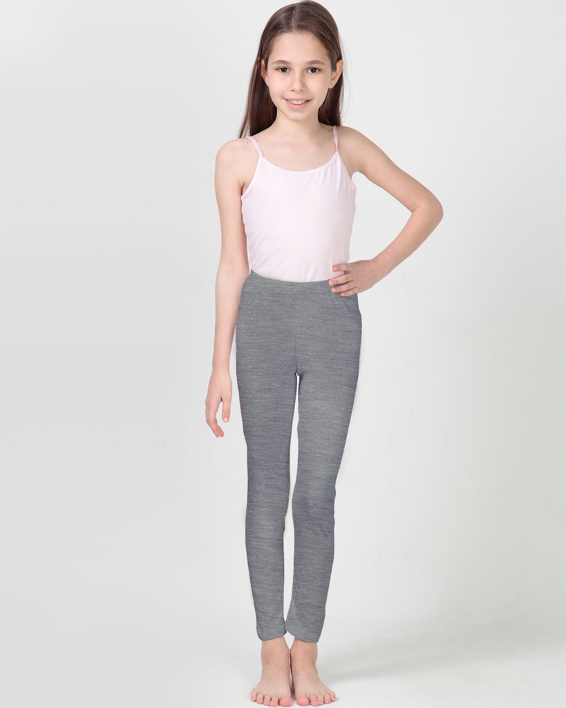 100% Organic Cotton High Waisted Ankle Length Leggings for Girls - Heather Gray