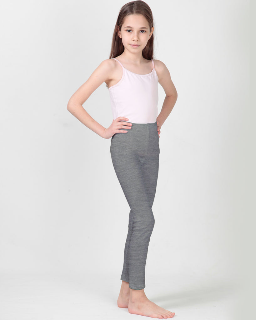 100% Organic Cotton High Waisted Ankle Length Leggings for Girls - Heather Gray