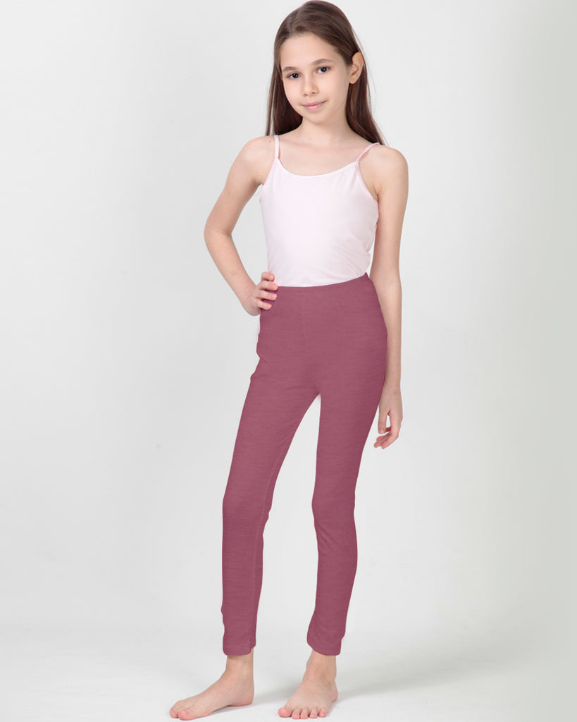 100% Organic Cotton High Waisted Ankle Length Leggings for Girls - Mauve