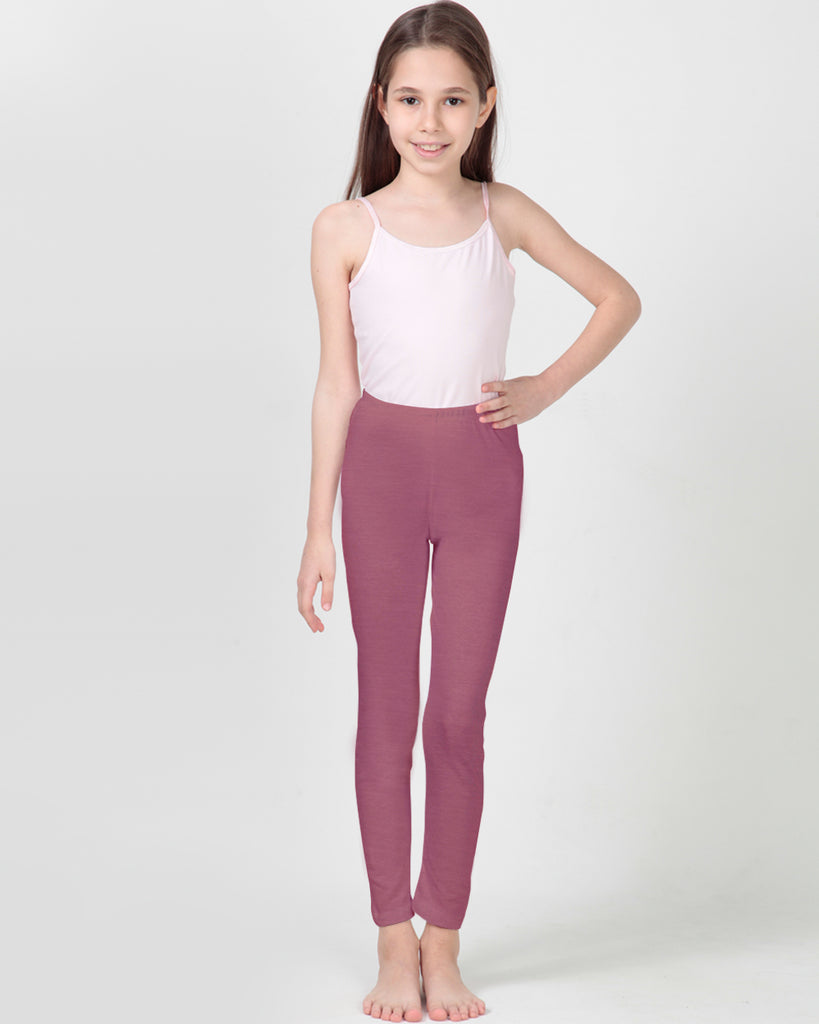 100% Organic Cotton High Waisted Ankle Length Leggings for Girls - Mauve