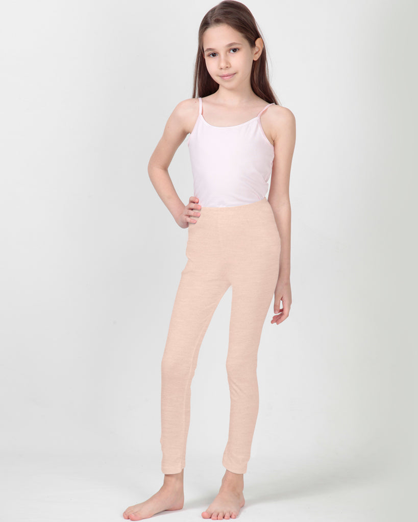 100% Organic Cotton High Waisted Ankle Length Leggings for Girls - Peach