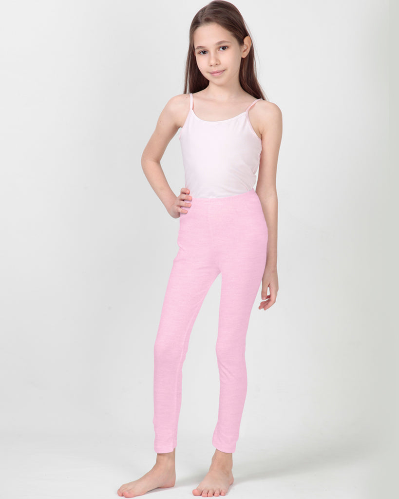 100% Organic Cotton High Waisted Ankle Length Leggings for Girls - Pink